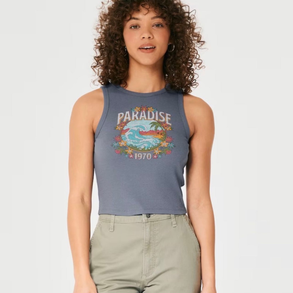 Hollister Blue Graphic Tank Top